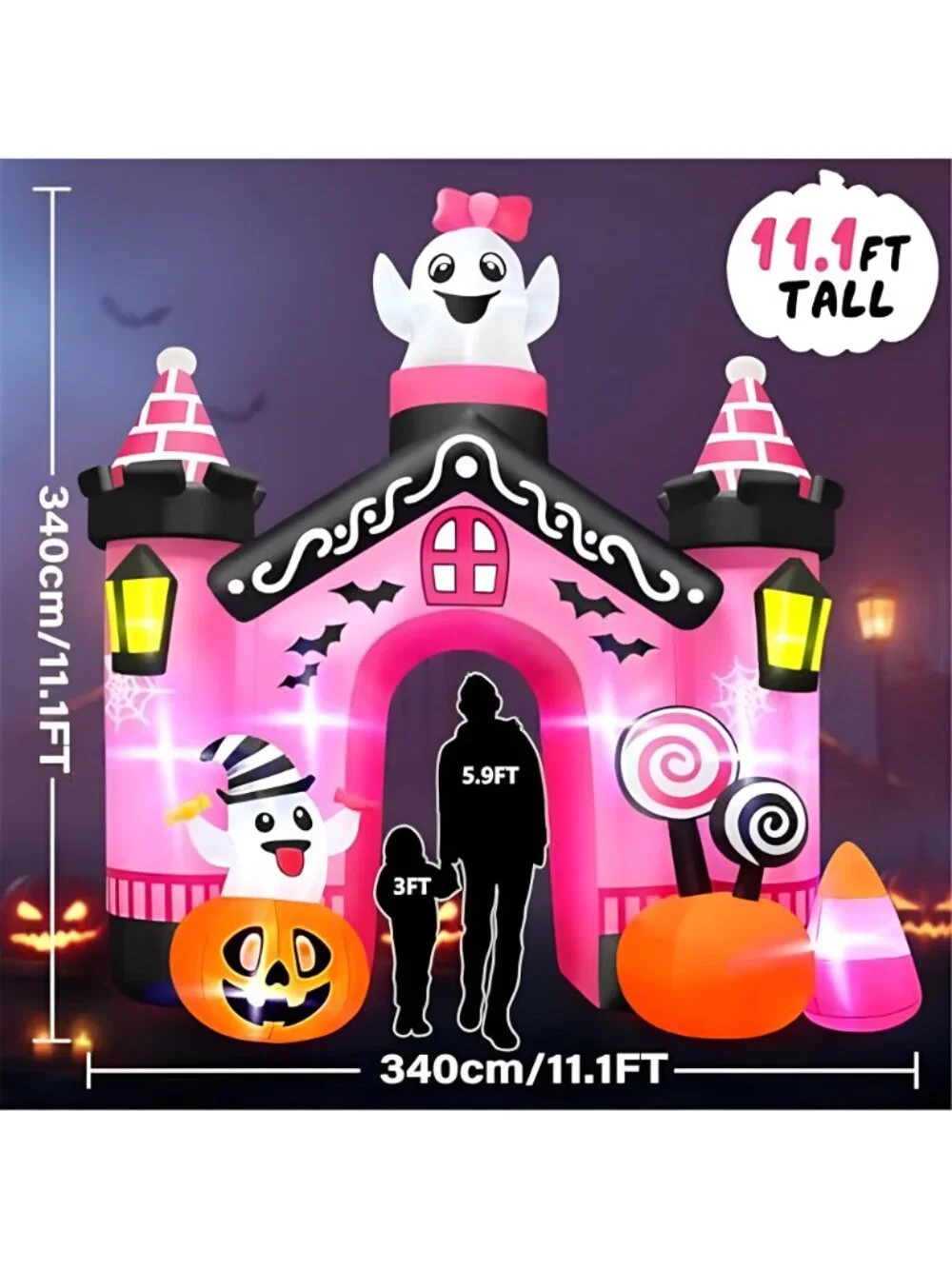 11 FT Halloween Inflatables Ghost Archway Outdoor Decorations, Pink
